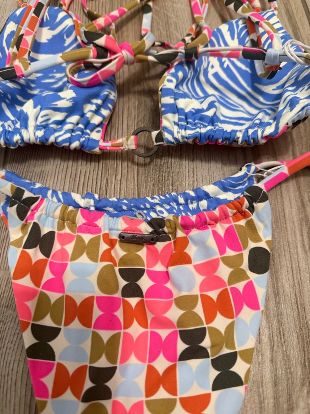 Maaji Pink Multi Geometric String Bikini Set NWT - Picture 7 of 11